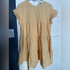 Zara large yellow and white houndstooth plaid dresses